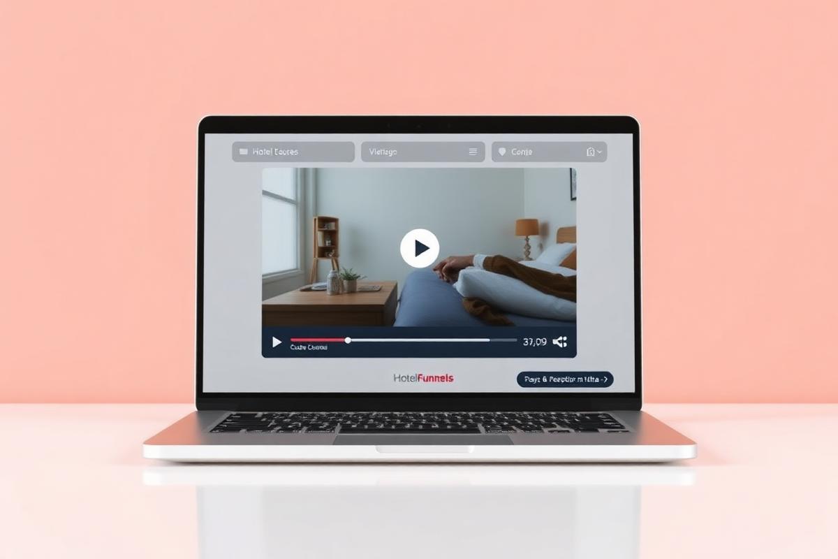 Mockup del curso Hotel Funnels mostrando las videoaulas